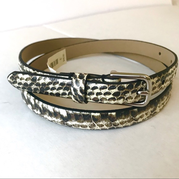 Talbots Accessories - Talbots Leather Belt Black/Cream Snakeskin